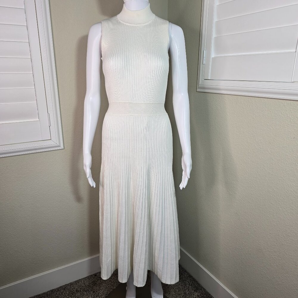 Elie Tahari Midi Knit Sweater Dress White Off White Size Small